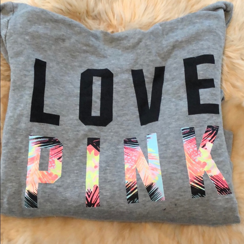 Light gray Victoria’s Secret tropical print hoodie